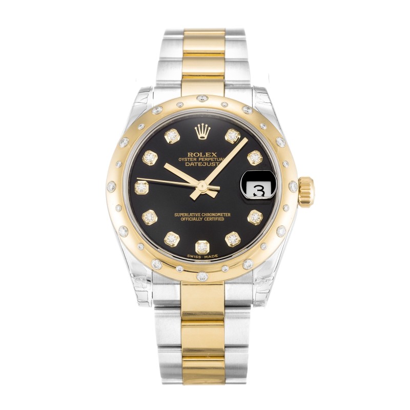 UK Steel & Yellow Gold set with Diamonds Replica Rolex Mid-Size Datejust 178343-31 MM Watches