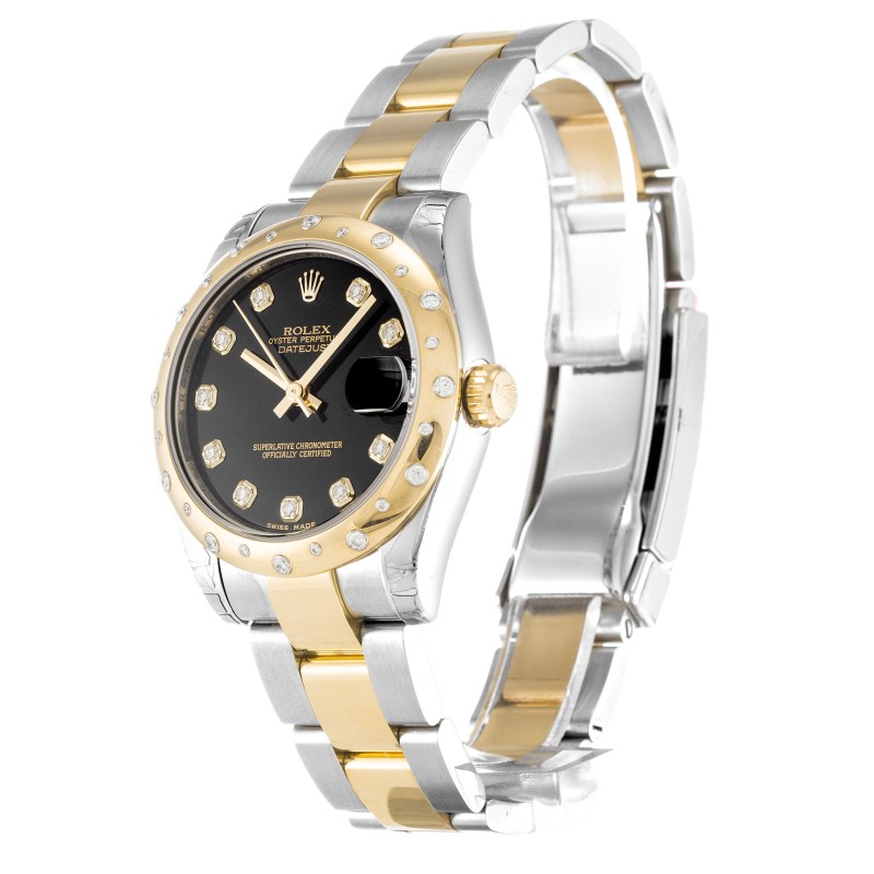 UK Steel & Yellow Gold set with Diamonds Replica Rolex Mid-Size Datejust 178343-31 MM Watches