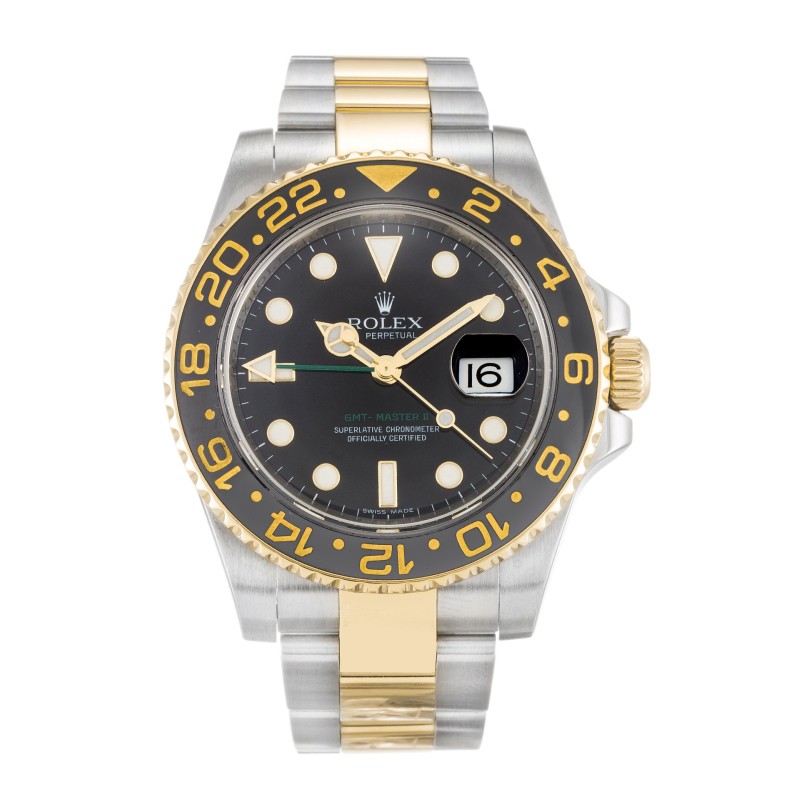 UK Steel & Yellow Gold Replica Rolex GMT Master II 116713 LN-40 MM Watches