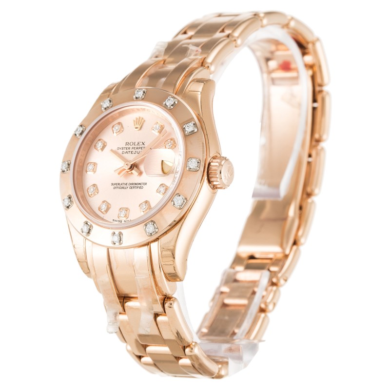 UK Rose Gold set with Diamonds Replica Rolex Pearlmaster 80315-29 MM Watches
