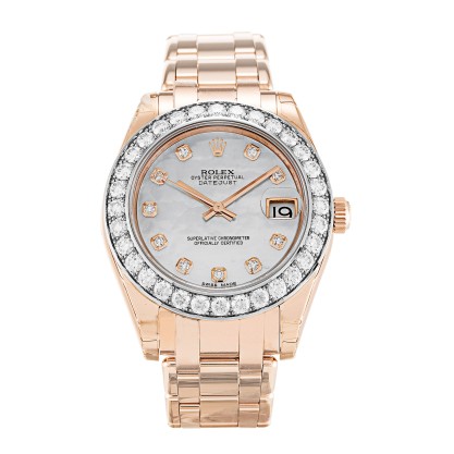 UK Rose Gold set with Diamonds Replica Rolex Pearlmaster 81285-34 MM Watches