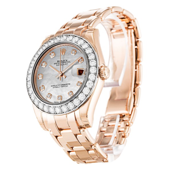 UK Rose Gold set with Diamonds Replica Rolex Pearlmaster 81285-34 MM Watches