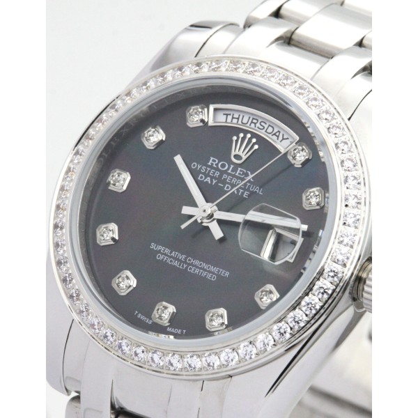 UK Platinum set with Diamonds Replica Rolex Day-Date 118346-36 MM Watches