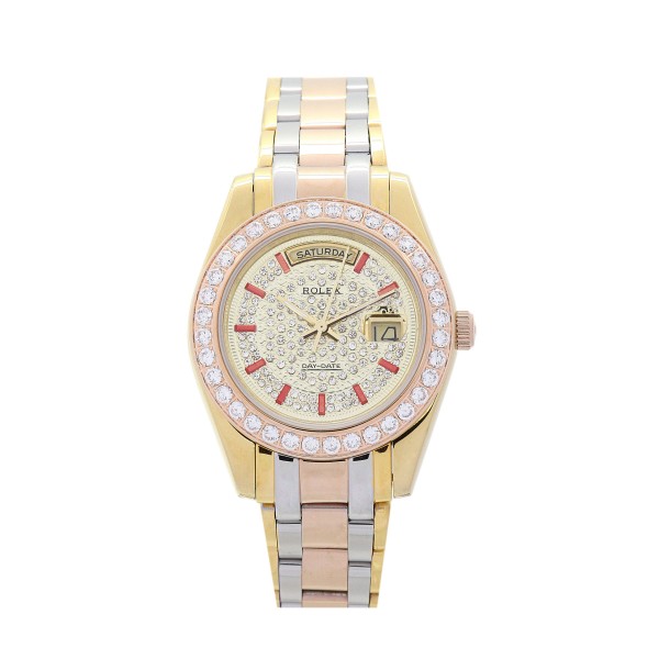 UK Rose gold and Yellow gold with Diamonds Replica Rolex Day-Date-36 MM Watches