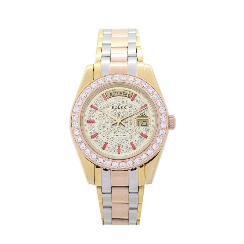 UK Rose gold and Yellow gold with Diamonds Replica Rolex Day-Date-36 MM Watches